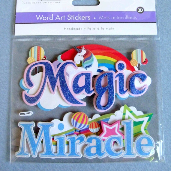 MAGIC & MIRACLE Word Art Stickers/ 3D Glitter Word Stickers for  Scrapbooking/ Card Making Words/ DIY Paper Crafts/ Greeting Card Words