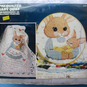 Lee Wards Vtg Stamped Cross Stitch Quilt Kit & Thread 40x60 ABC