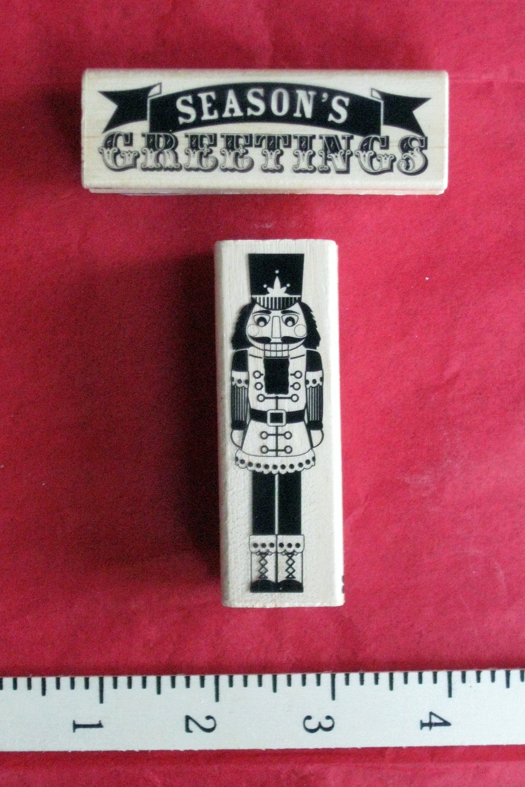 NUTCRACKER & SEASON'S GREETINGS Rubber Stamps/ Set of 2 Christmas