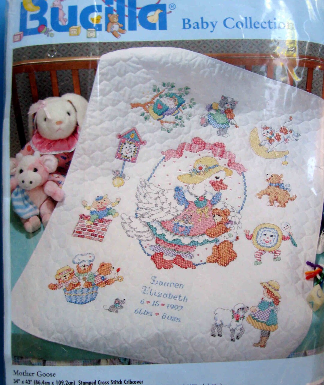 MOTHER GOOSE Baby Quilt Kit 34 X 43/ Very Rare Vintage Bucilla Mother
