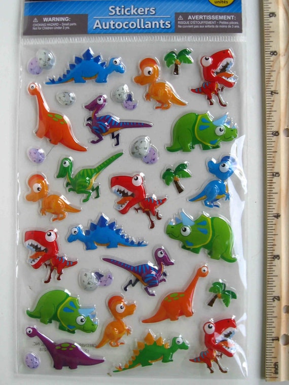 Scrapbooking Set Of 8 Dinosaur & Letter Sticker Sheets, Brand New