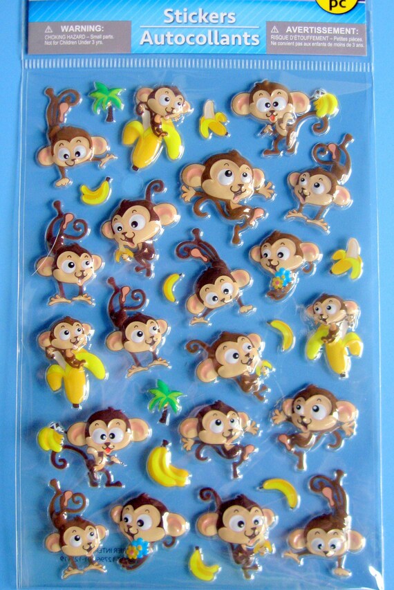 Monkey Puffy Sticker Set Monkey Puffy Sticker Set