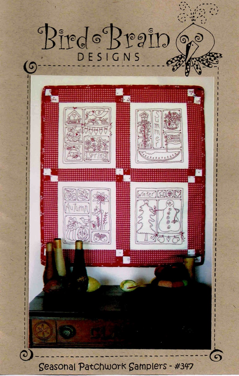 Bird Brain Designs REDWORK EMBROIDERY QUILT Pattern 23 x Etsy