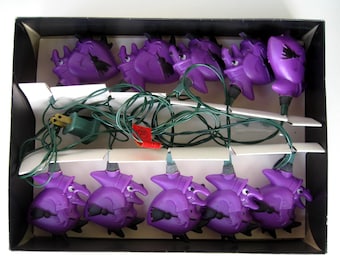 Vintage Halloween Purple Witches Blow Mold String Lights (Set of 10) Party Lights