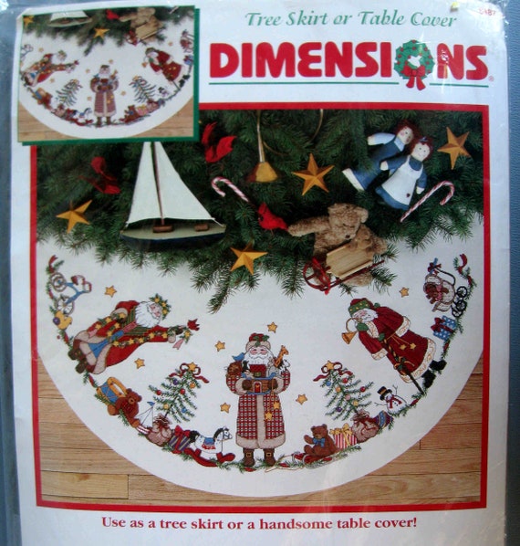 Download Santa Christmas Tree Skirt Cross Stitch Kit 45 Round Etsy PSD Mockup Templates
