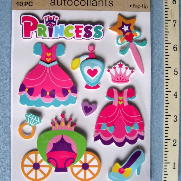 PRINCESS 3D Pop-Up Stickers/ Pink Princess Dress Stickers/ Princes Gown Stickers/ FairyTale Princess Stickers