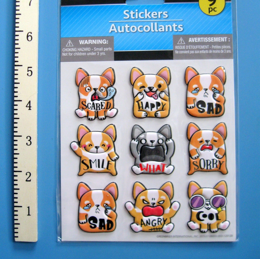 DOG STICKERS/ Dog Emoji Stickers/ Puffy Dog Face Emoji Etsy