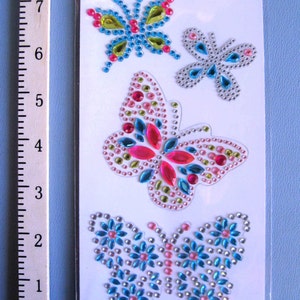 BUTTERFLY GEMSTONE STICKERS/ Butterfly Gemstone Rhinestone Sticker Set/ Glittery Butterfly Stickers/ Card Making, Scrapbooking, Journals