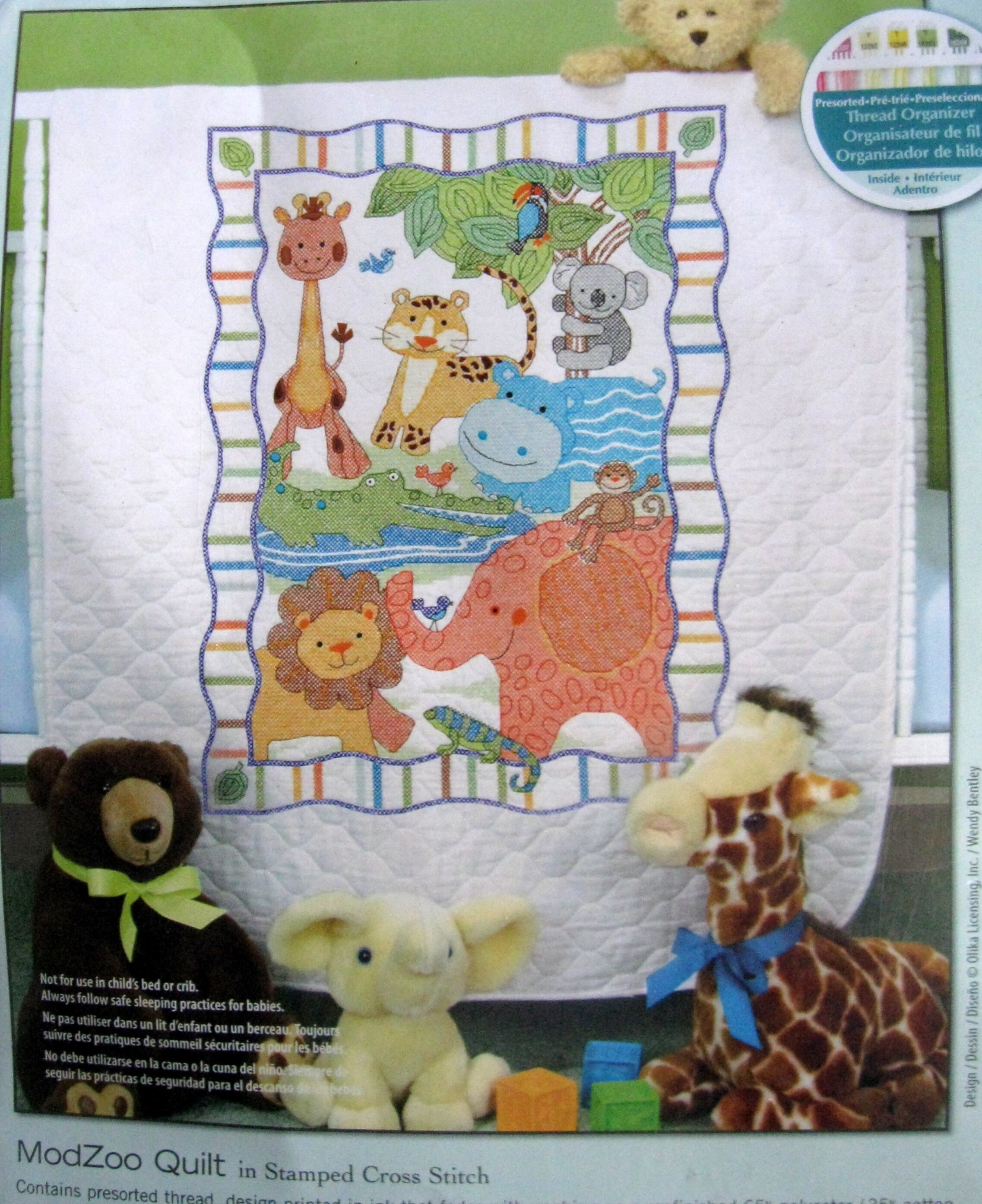 Baby Animals Baby Quilt Stamped Cross Stitch Kit Mod Zoo Etsy