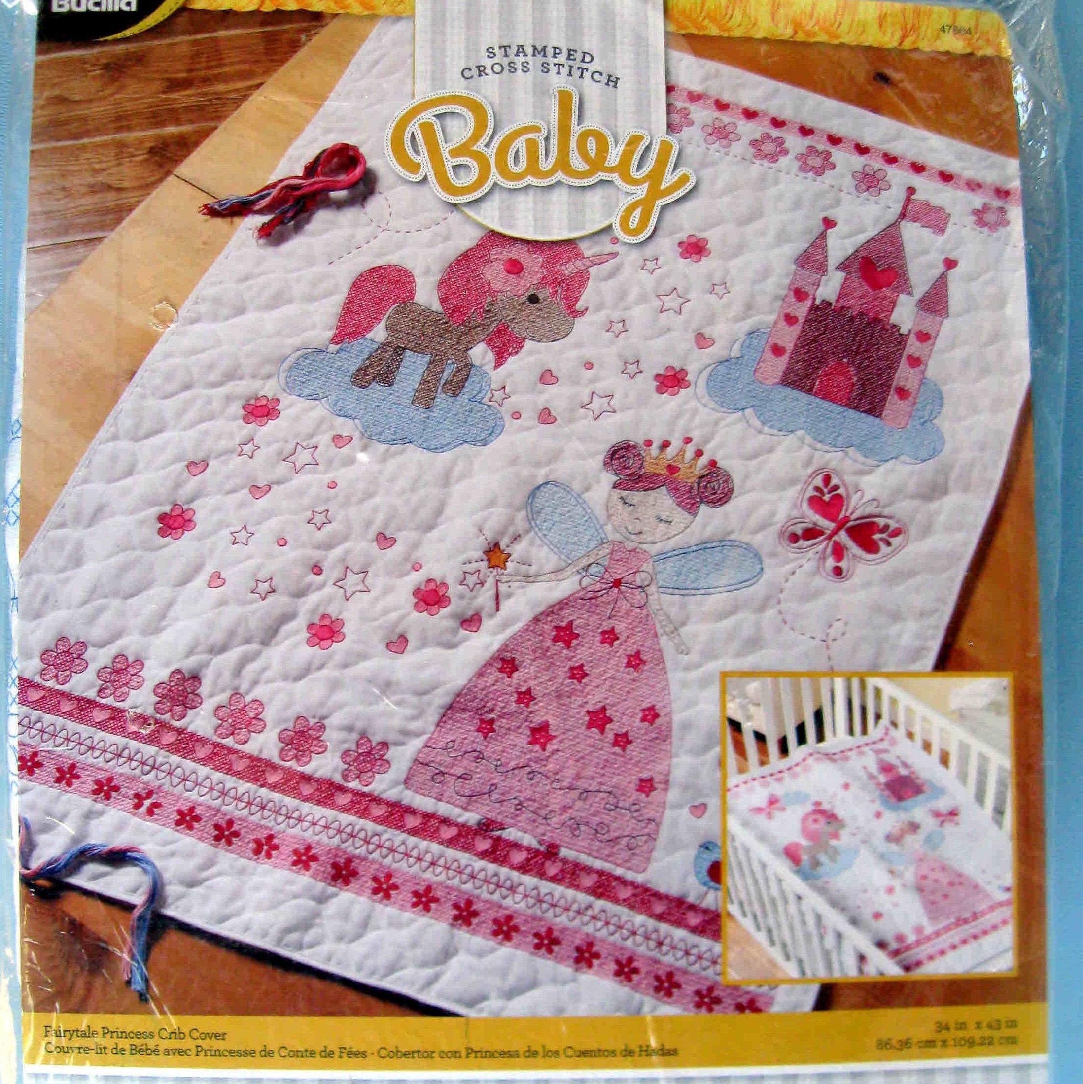 PINK PRINCESS Baby Quilt Kit/ Fairytale Princess Stamped Cross