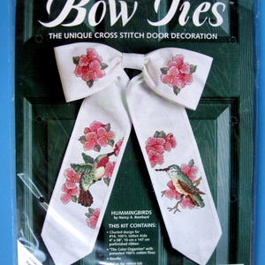 HUMMINGBIRDS Cross Stitch Kit: A Bow Tie Door Decoration