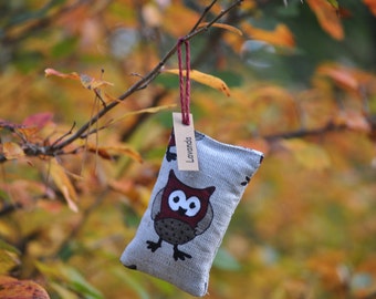 Owl lavender bag /Folk wall hanging/ Closets sachets / lavender scent bag / cosy home decor/ fabric lavender bag / Owl lavender pillow
