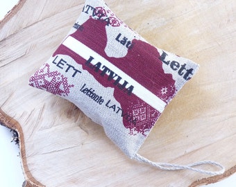 Latvia conture lavender sachet bag / Handmade herbal sachet / Lavender sachet bag / Latvia map printed sachet / organic lavener sachet bag