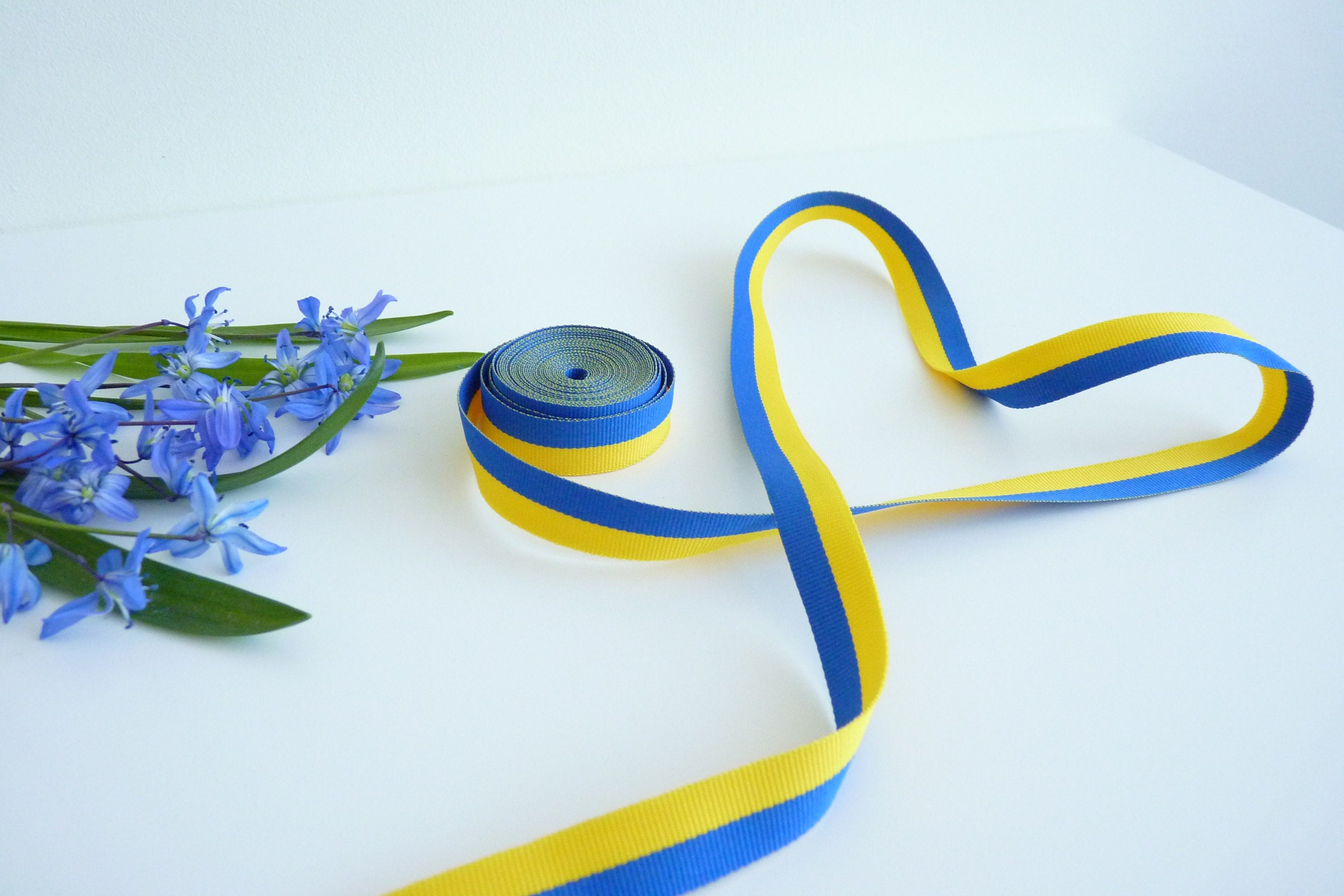 Ukraine Ribbon Support Ukrainian National Flag Ribbon 15mm / 0.59 in Wide / Blue Yellow Flag ...