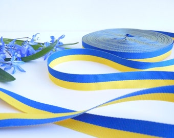 Ukrainian National Flag Ribbon 15mm / 0.59 in wide / Blue Yellow flag / Ukraine ribbon / Solidarity Ukraine Support Ribbon