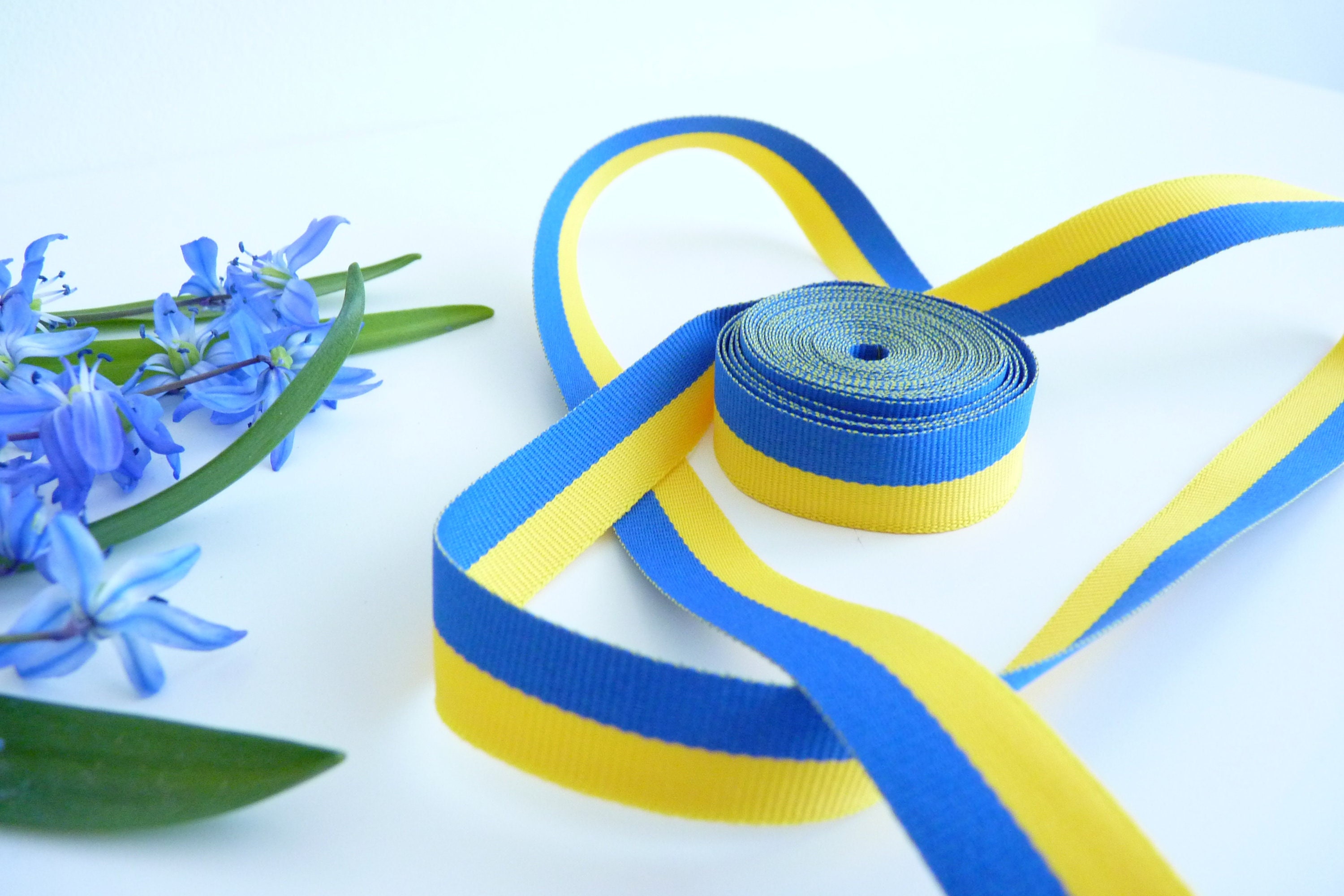Ukraine Ribbon Support Ukrainian National Flag Ribbon 15mm / 0.59 in Wide / Blue Yellow Flag ...