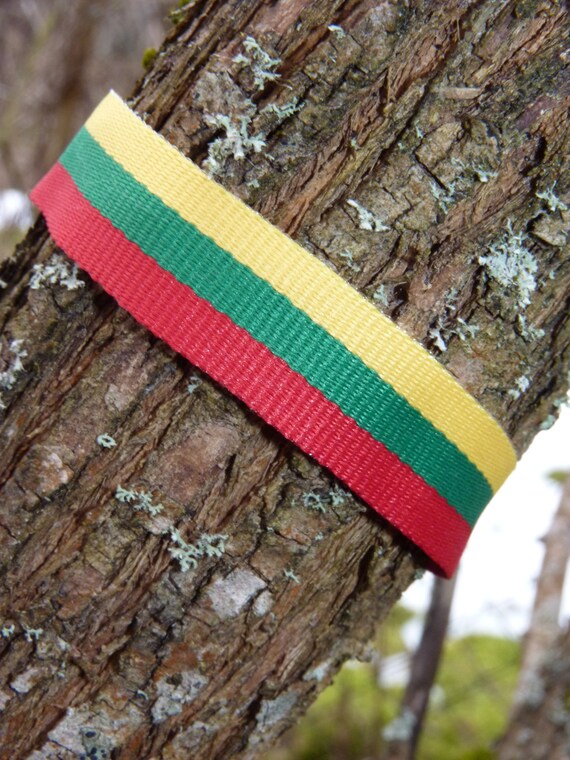 Drapeau Lituanien Bracelet Jaune Vert Rouge Rayé Ruban De Tissu De Lituanien Drapeau Rouge Vert Jaune Couleur Bracelet Avec Un Fermoir En Métal