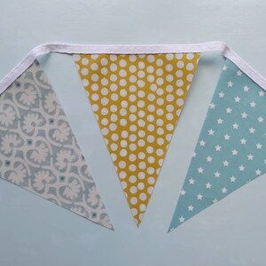 TEAL & MUSTARD Oilcloth Bunting, RetroBunting, Outdoor Bunting, Garden Bunting, Wipe Clean Bunting, Handmade Bunting, 2.5 metre, PVC Bunting image 9