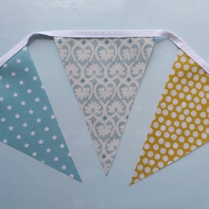 TEAL & MUSTARD Oilcloth Bunting, RetroBunting, Outdoor Bunting, Garden Bunting, Wipe Clean Bunting, Handmade Bunting, 2.5 metre, PVC Bunting image 8