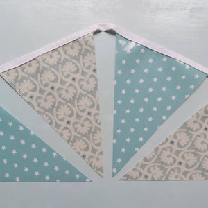 TEAL & MUSTARD Oilcloth Bunting, RetroBunting, Outdoor Bunting, Garden Bunting, Wipe Clean Bunting, Handmade Bunting, 2.5 metre, PVC Bunting image 6