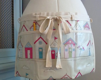 BEACH HUTS, Classroom Apron, Teachers Apron, Gardening Apron, Utilty Apron, Teachers Apron, Craft Apron, Oilcloth or Cotton  Apron