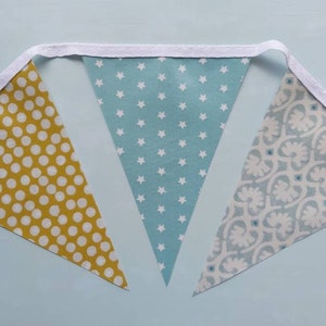 TEAL & MUSTARD Oilcloth Bunting, RetroBunting, Outdoor Bunting, Garden Bunting, Wipe Clean Bunting, Handmade Bunting, 2.5 metre, PVC Bunting image 10