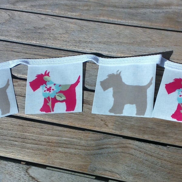 SCOTTIE DOG Outdoor Mini Bunting, wasserdichte Bunting, Garten Bunting, Wipe Clean Bunting, Öltuch Bunting, 2 Meter, 11 Flaggen, PVC Bunting