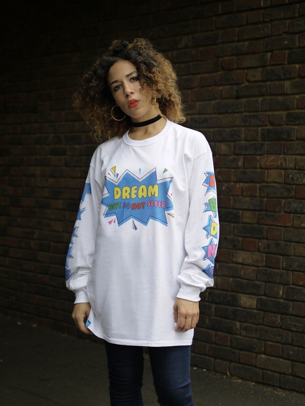 90s Bubble Font Design Printed On A White Long Sleeved T-shirt | Etsy