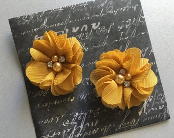 Mustard Yellow Baby girl Hair Clips, flower hair clips, baby hair clips, mustard, yellow, hair clips, flower, small flower hair clip