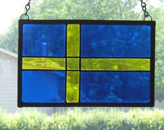 Stained Glass National Flag of Sweden, Denmark or Finland