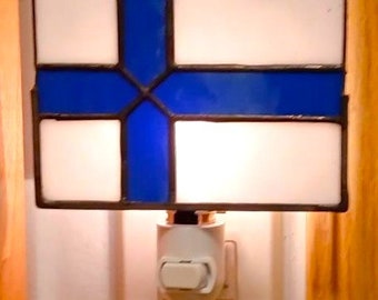 Nightlight, Stained Glass National Flag of Sweden, Denmark or Finland