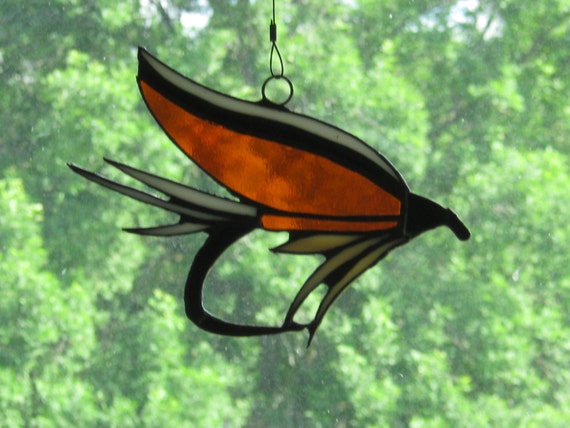 Stained Glass Classic Wet Fly Fishing Suncatcher / Ornament 