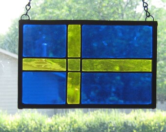 Small Stained Glass National Flag of Sweden, Denmark or Finland