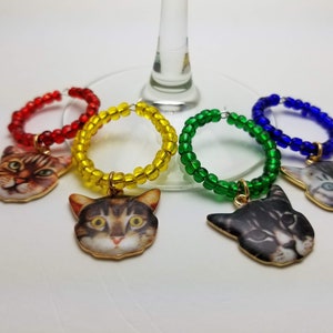 Wine Charms, Cats, Set of 4