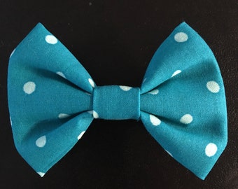 Small Dog Bow Tie - Teal Polka Dot