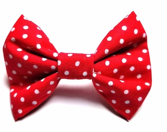 Small Dog Bow Tie - Red Polka Dot