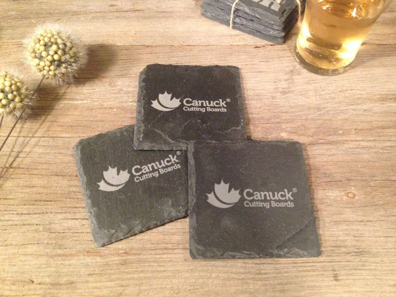 Laser Etched Custom Slate Coasters Etsy Canada