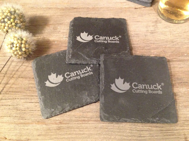 Laser Etched Custom Slate Coasters Etsy Canada