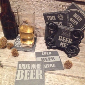 Laser Etched Natural Slate Beer Coasters