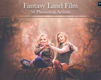 50 Fine Art Photoshop Actions, Fantasy Land Film Collection for Editing Photos in Photoshop,