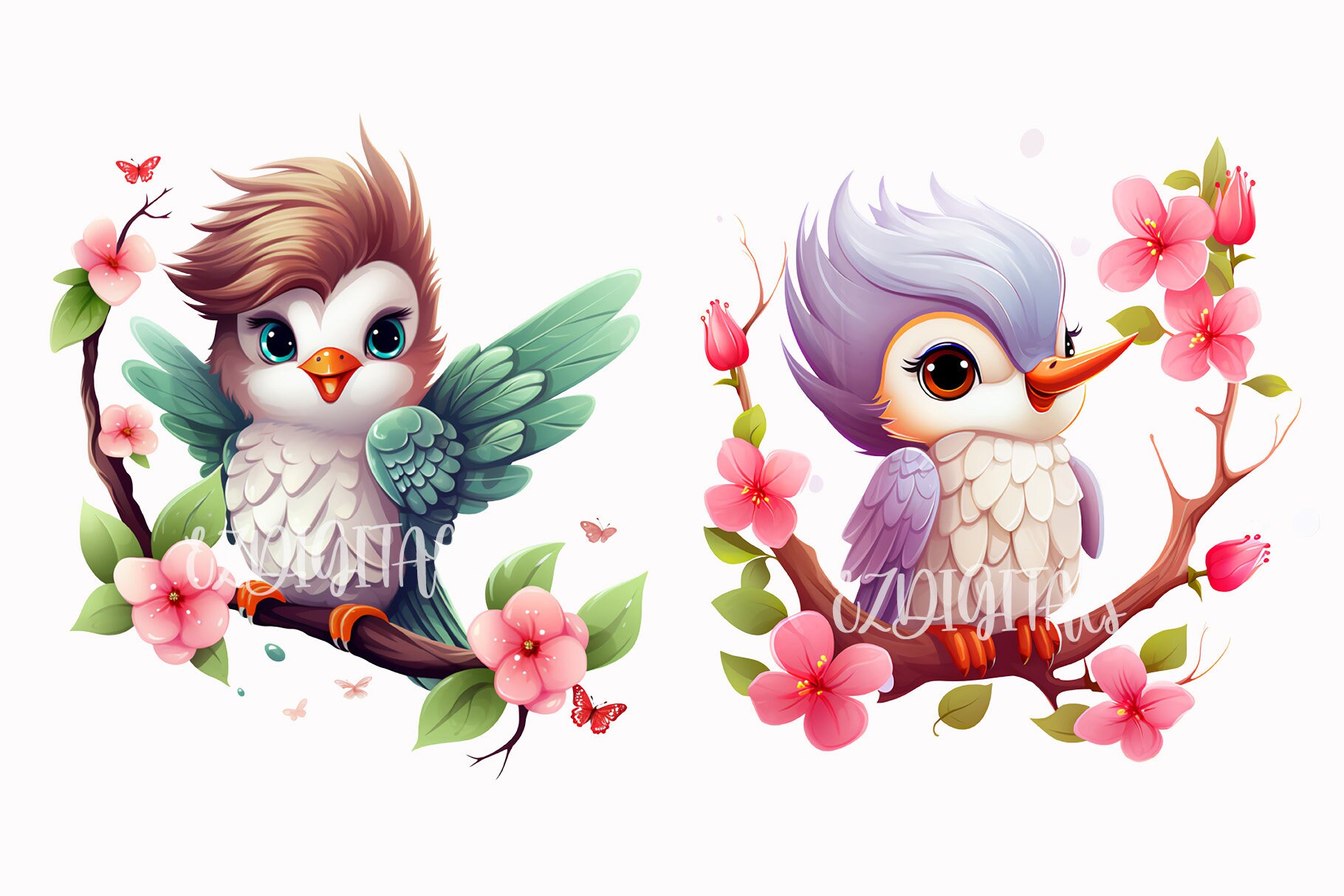 Whimsy Hummingbird Whimsical Hummingbird Clip Art Collection 11 Transparent Pngs With Cute ...