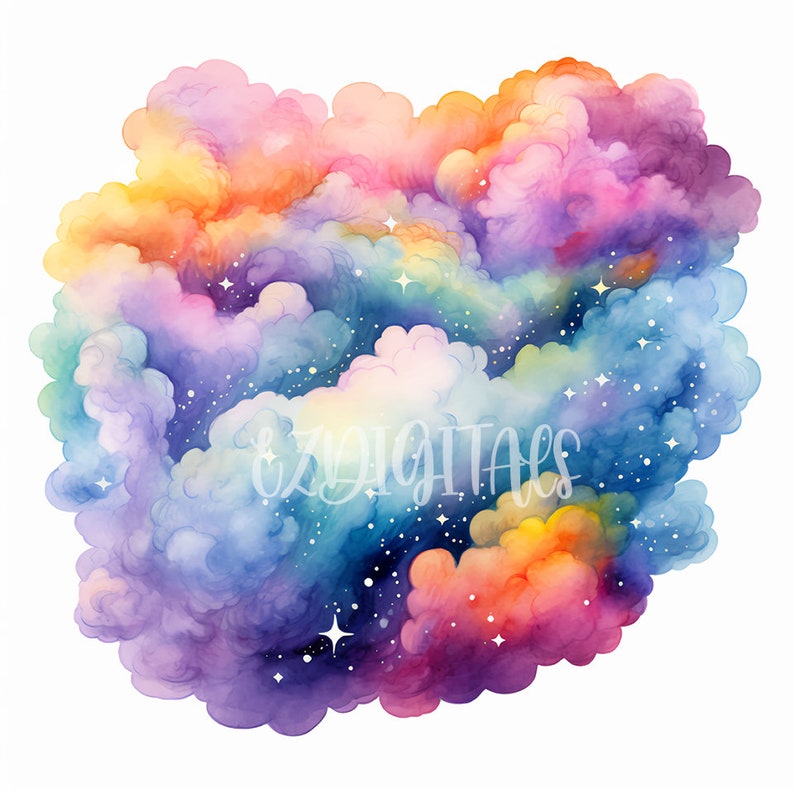 Watercolour Galaxy Clouds Printable Fantasy Clouds Printables 8 High