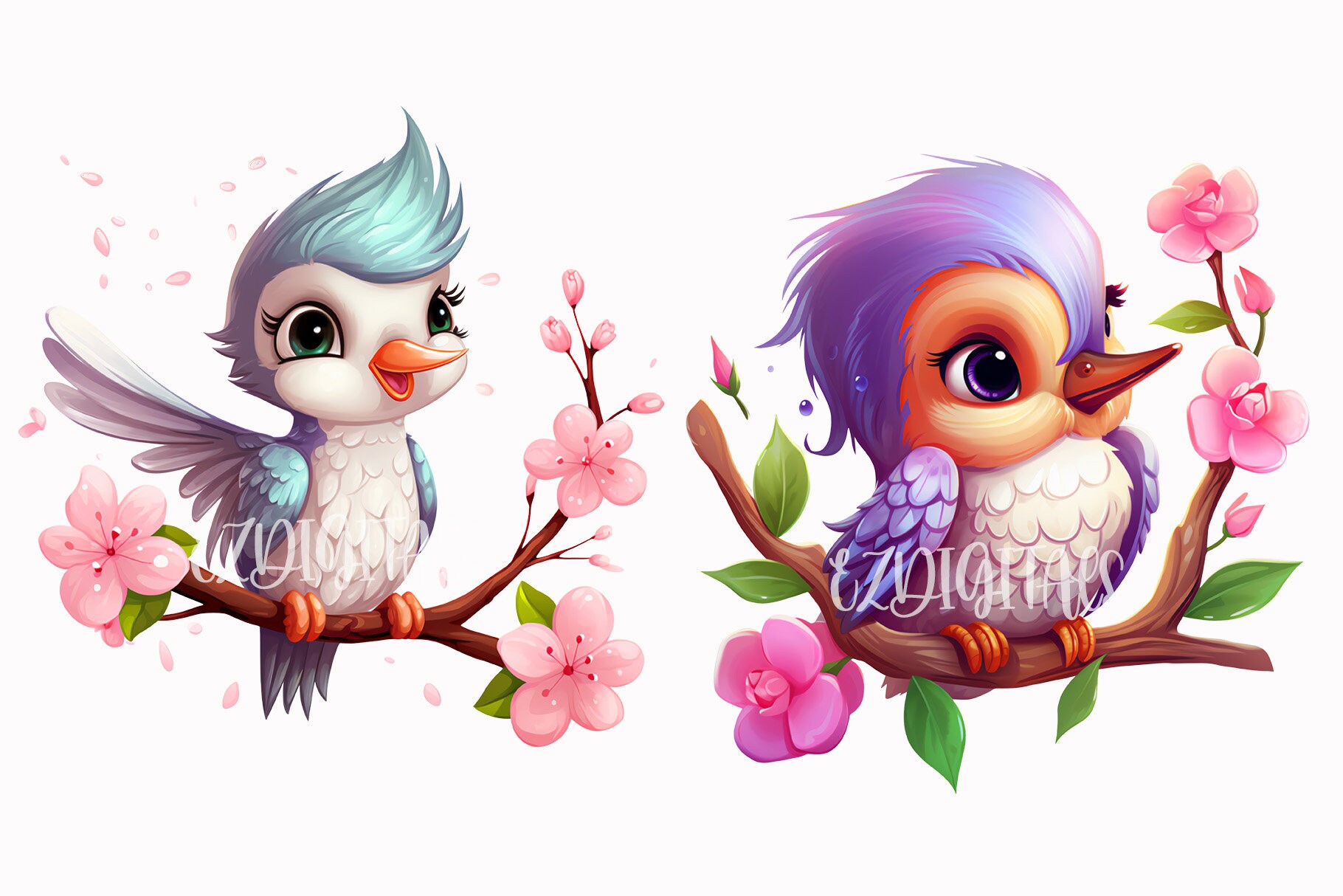 Whimsy Hummingbird Whimsical Hummingbird Clip Art Collection - 11 Transparent Pngs With ...