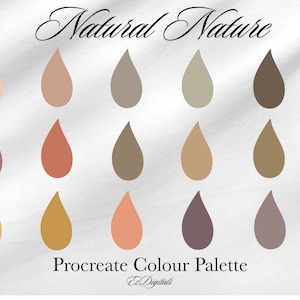 Procreate Colour Palette, Natural Nature Colour Palette, Digital Art Colour Swatches For Procreate.