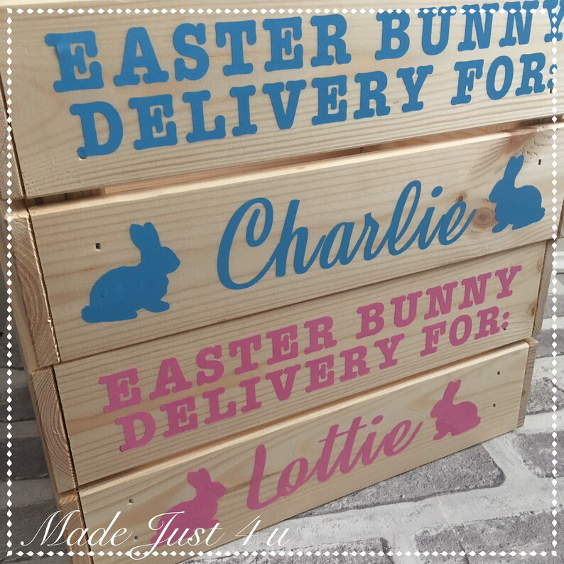 Personalised Easter Crate Wooden Easter Bunny Gift Box Easter Etsy UK