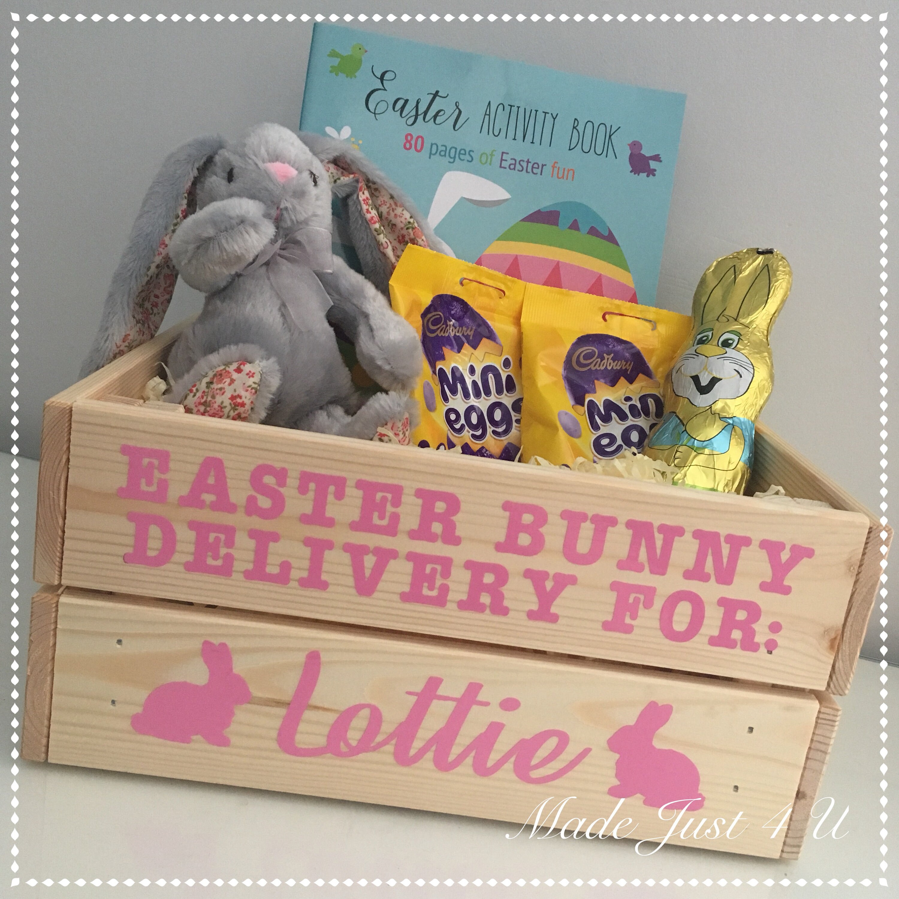 Personalised Easter Crate Wooden Easter Bunny Gift Box Easter Etsy UK