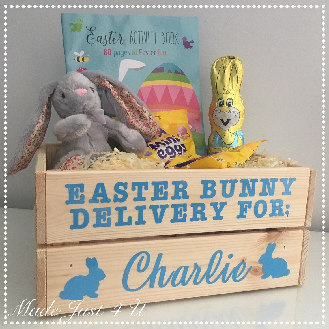 Personalised Easter Crate Wooden Easter Bunny Gift Box Easter Etsy UK