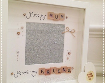 First my mum forever my friend frame, mum frame, mum scrabble frame, mum wall art, mum birthday gift, mum christmas gift, mothers day gift