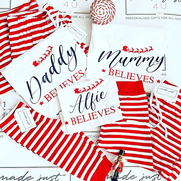 Personalised Christmas Pyjamas, Christmas Eve family Pyjamas, adult Matching PJs. Christmas Pajamas, pyjamas. Christmas