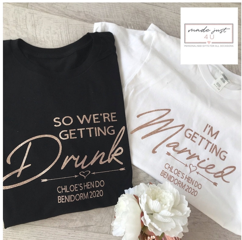 We're Getting Drunk Hen T-Shirt, Wedding Gifts, Hen Party T-Shirt, Engagement Gifts, Wedding Party,ORDER ON https://madejust4ugifts.com 